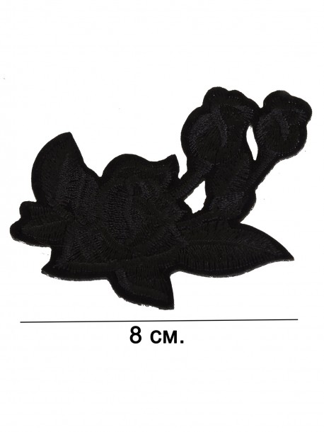 Broderie cu flori negre pentru lipire pe haine