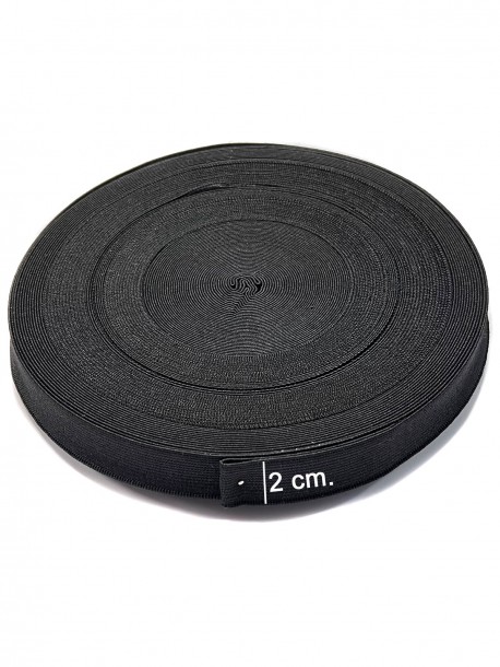 Elastic plat en-gros - negru 2 cm.