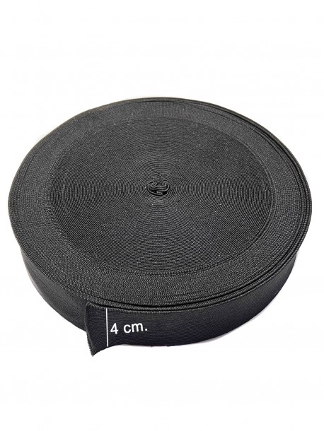 Bandă elastică plată en-gros - neagră 4 cm.